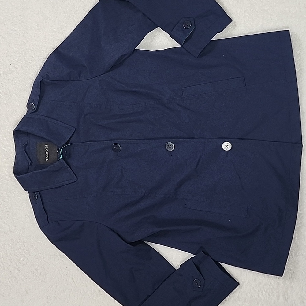 Talbots Lightweight Navy Button Front Jaccket Wit… - image 2